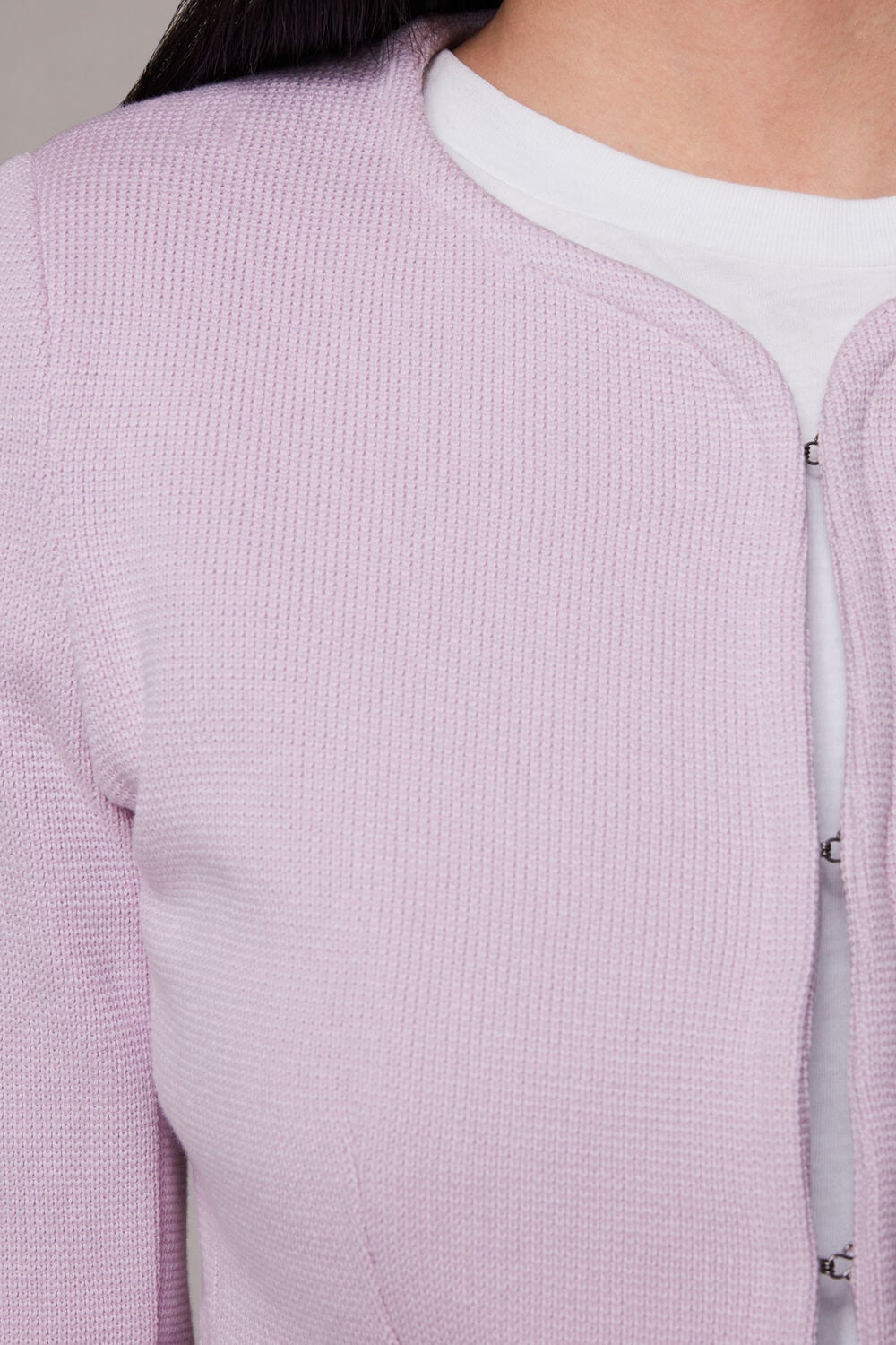 Lilac Jersey Collarless Jacket