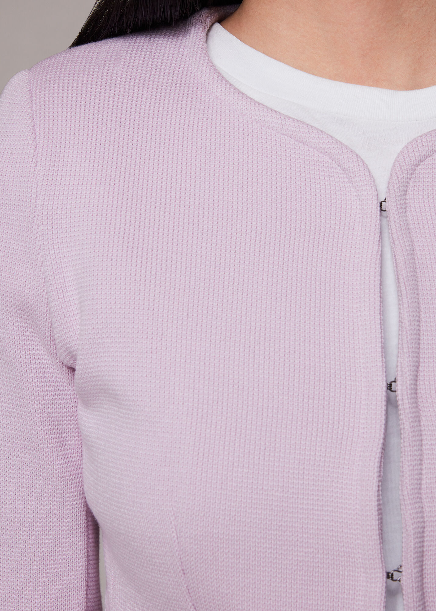 Lilac Collarless Jersey Jacket WHISTLES