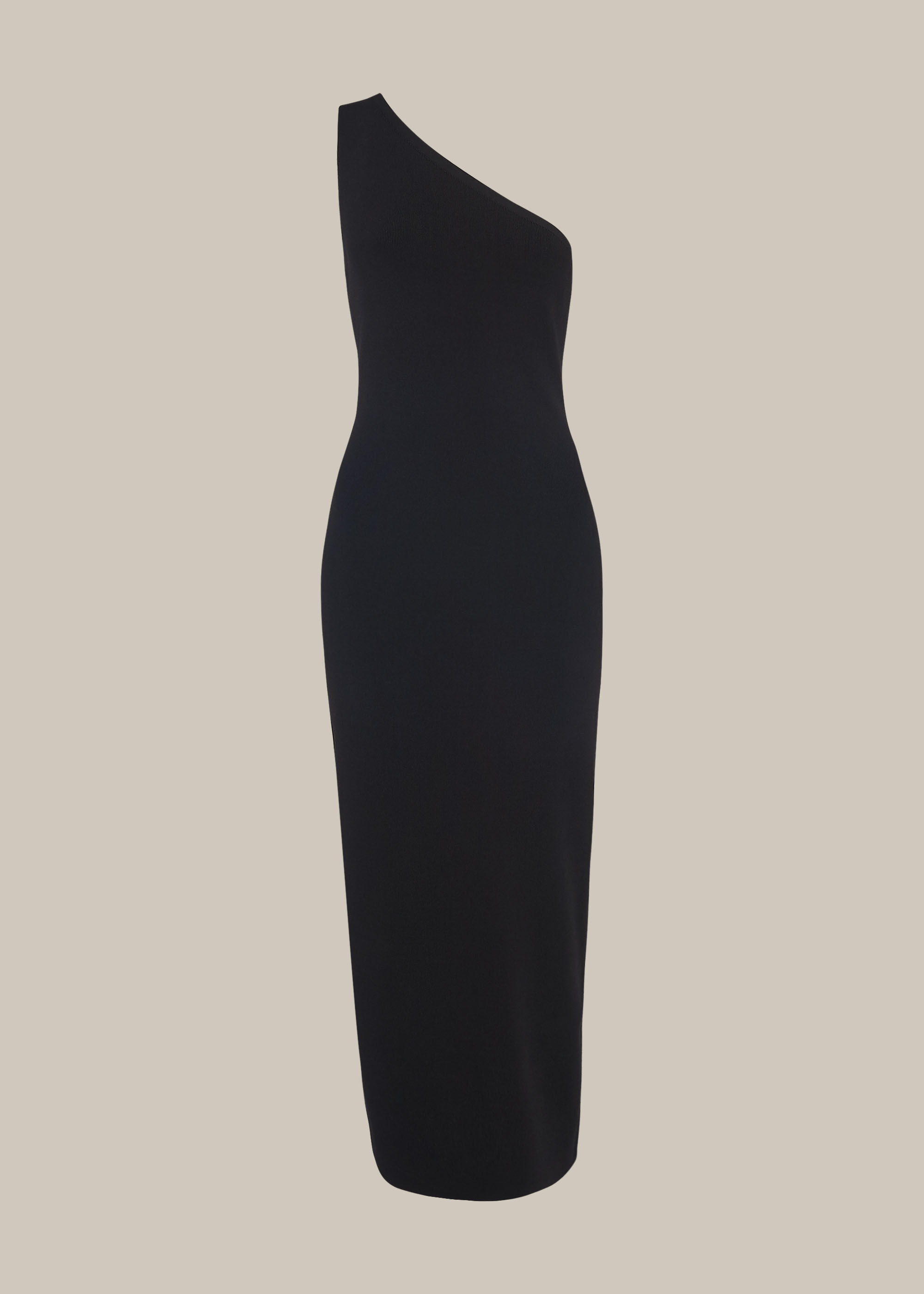 Black knitted one shoulder dress hot sale