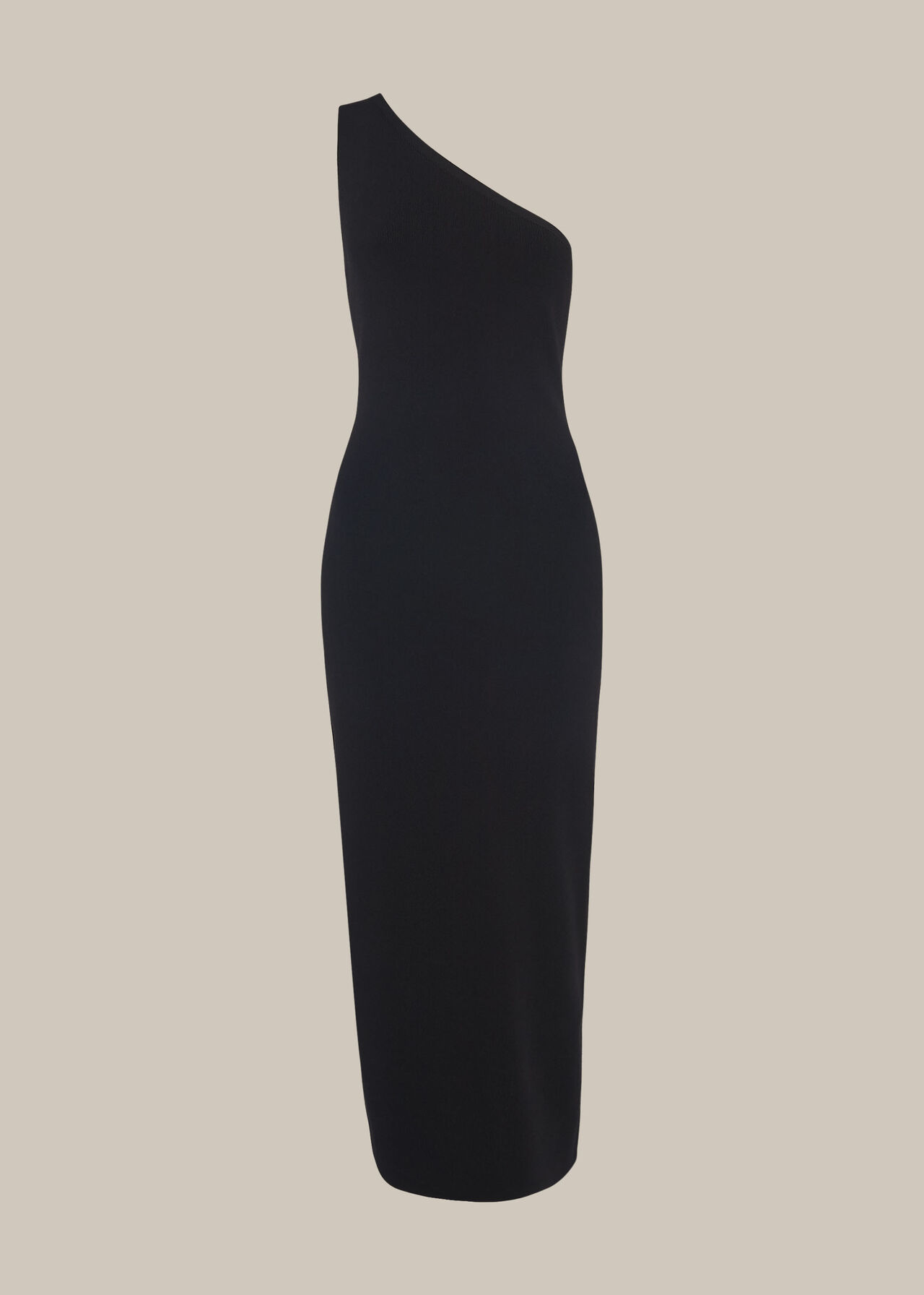 Black One Shoulder Midi Knit Dress | WHISTLES