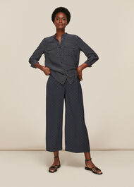 Circle Spot Print Silk Blouse