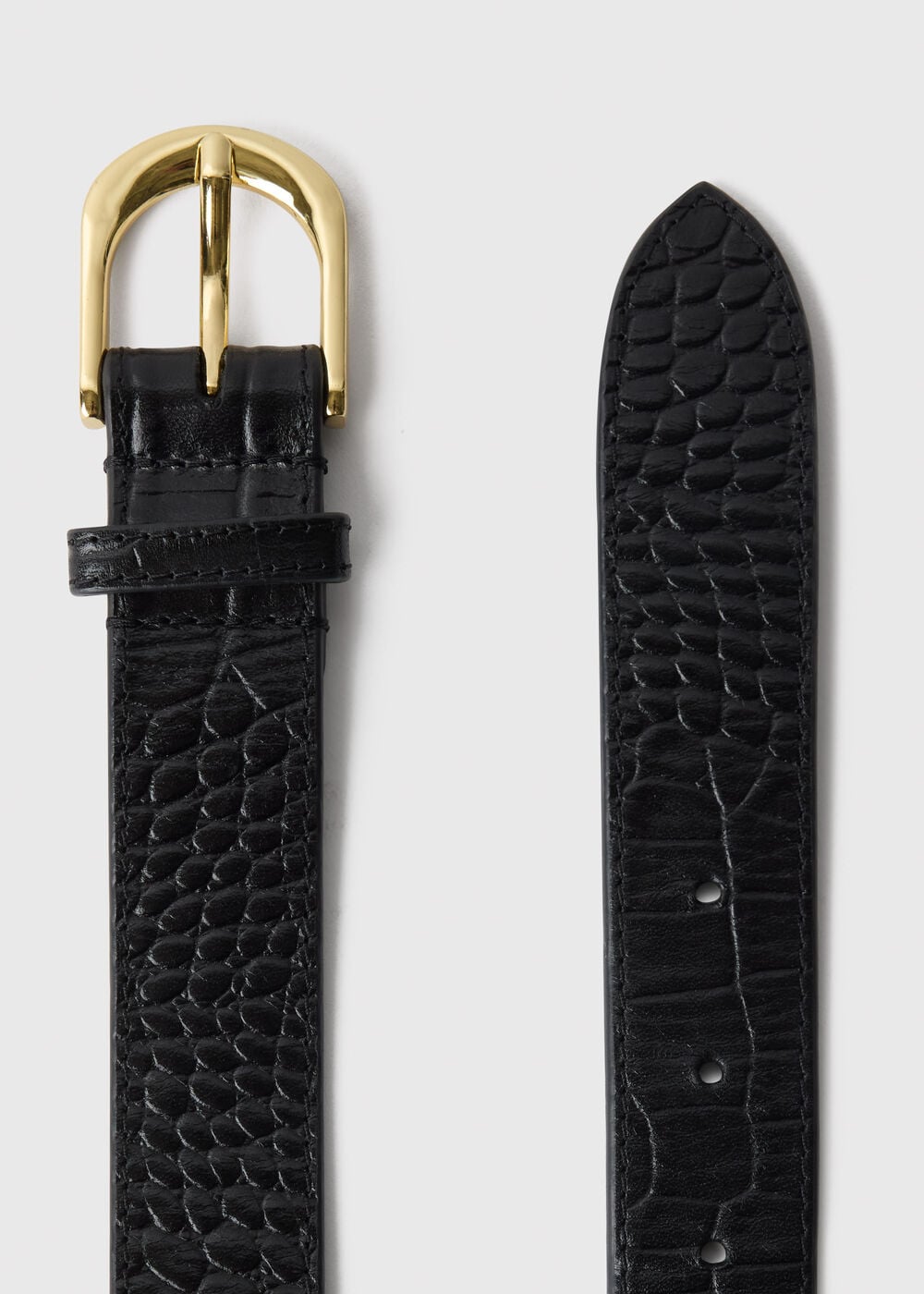 Black Shiny Croc Leather Belt
