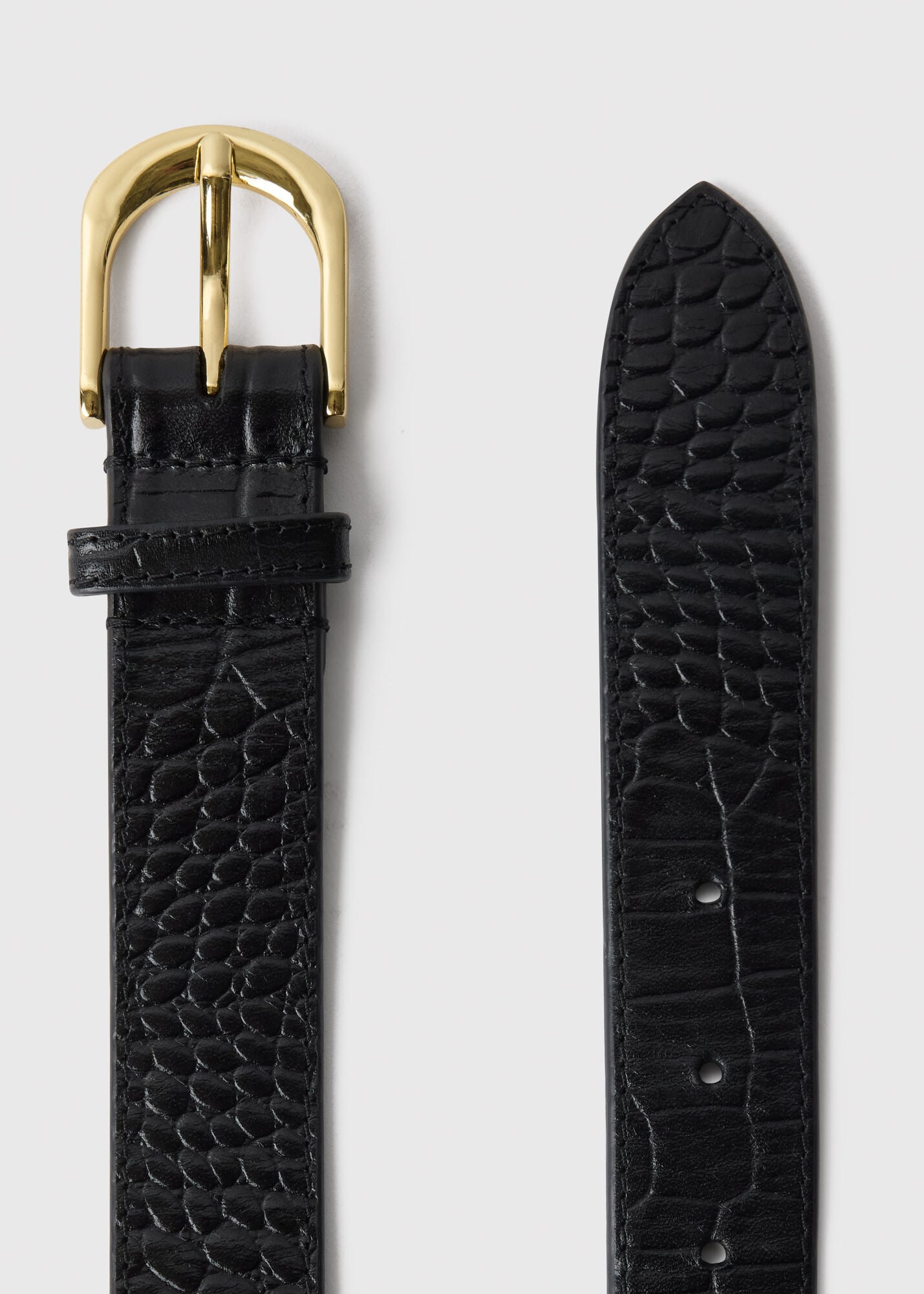 Black Shiny Croc Leather Belt | WHISTLES | Whistles UK