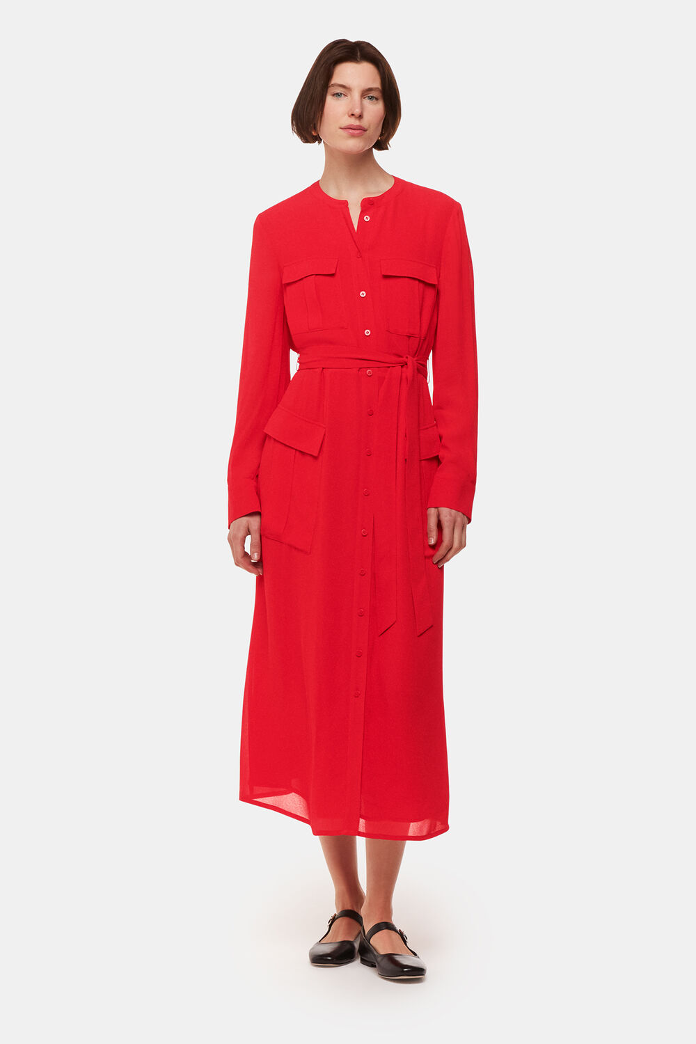 Red Nia Pocket Detail Shirt Dress
