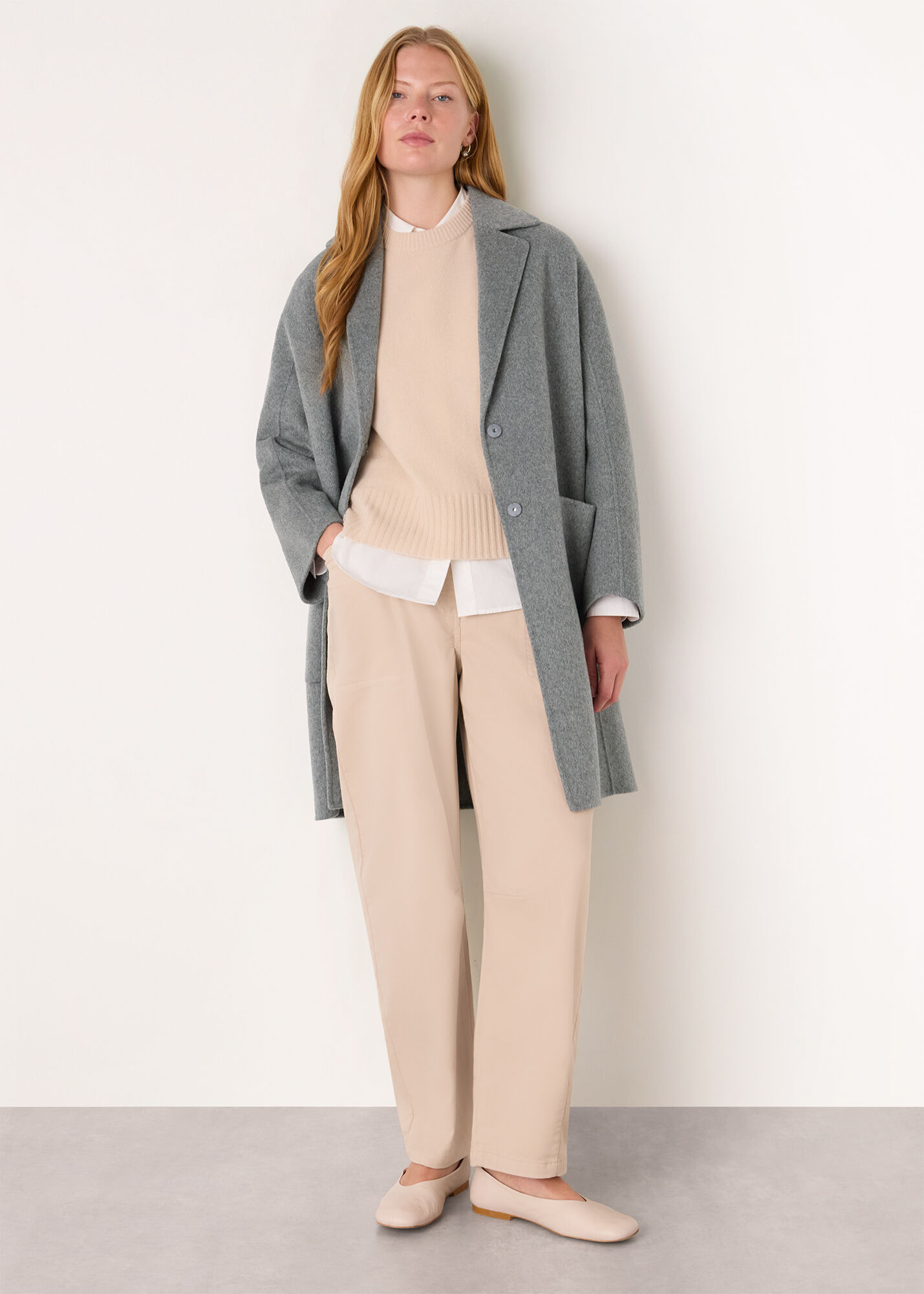 Grey Cassie Double Face Pocket Coat | WHISTLES | Whistles US |