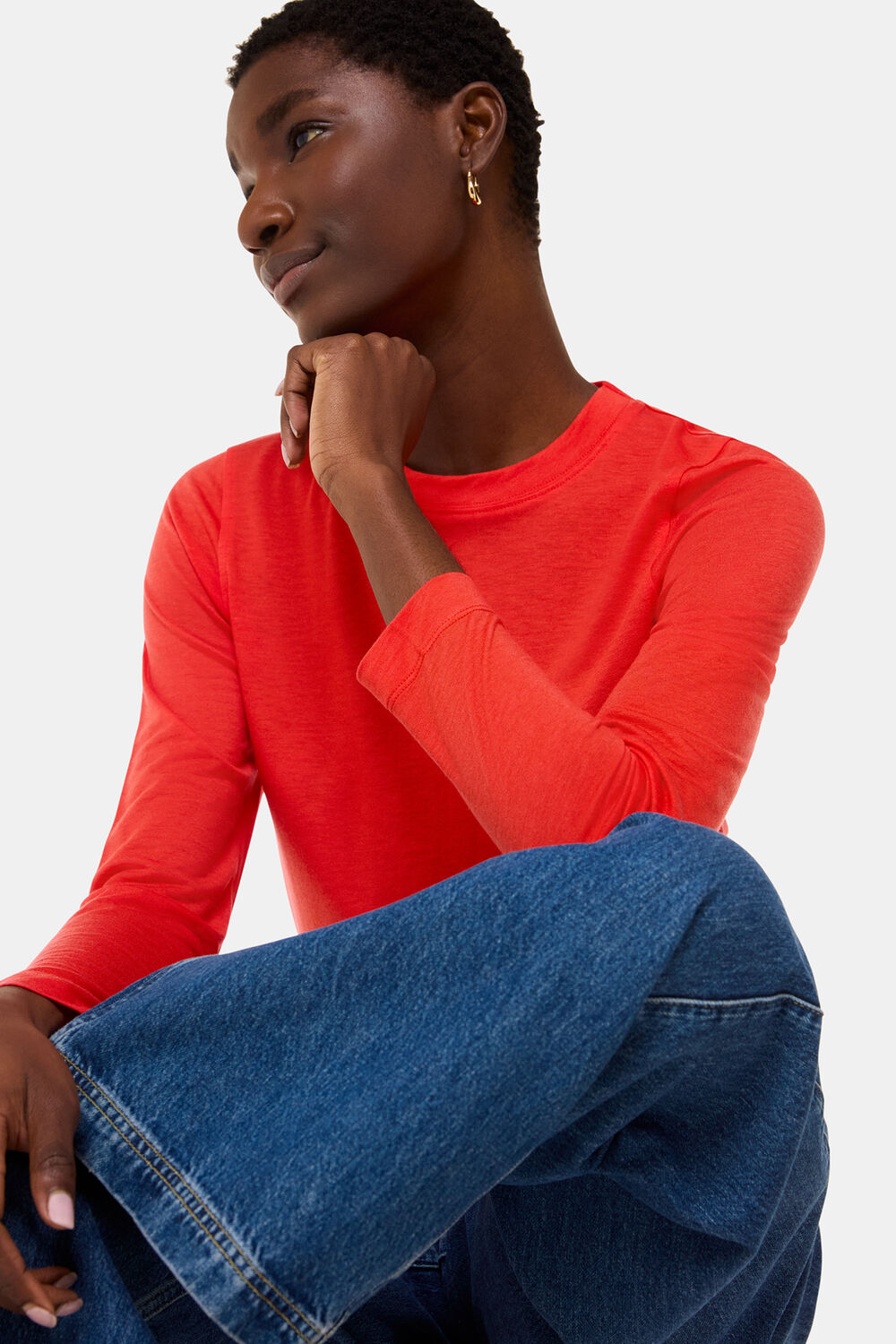 Wool Blend Crew Neck Top