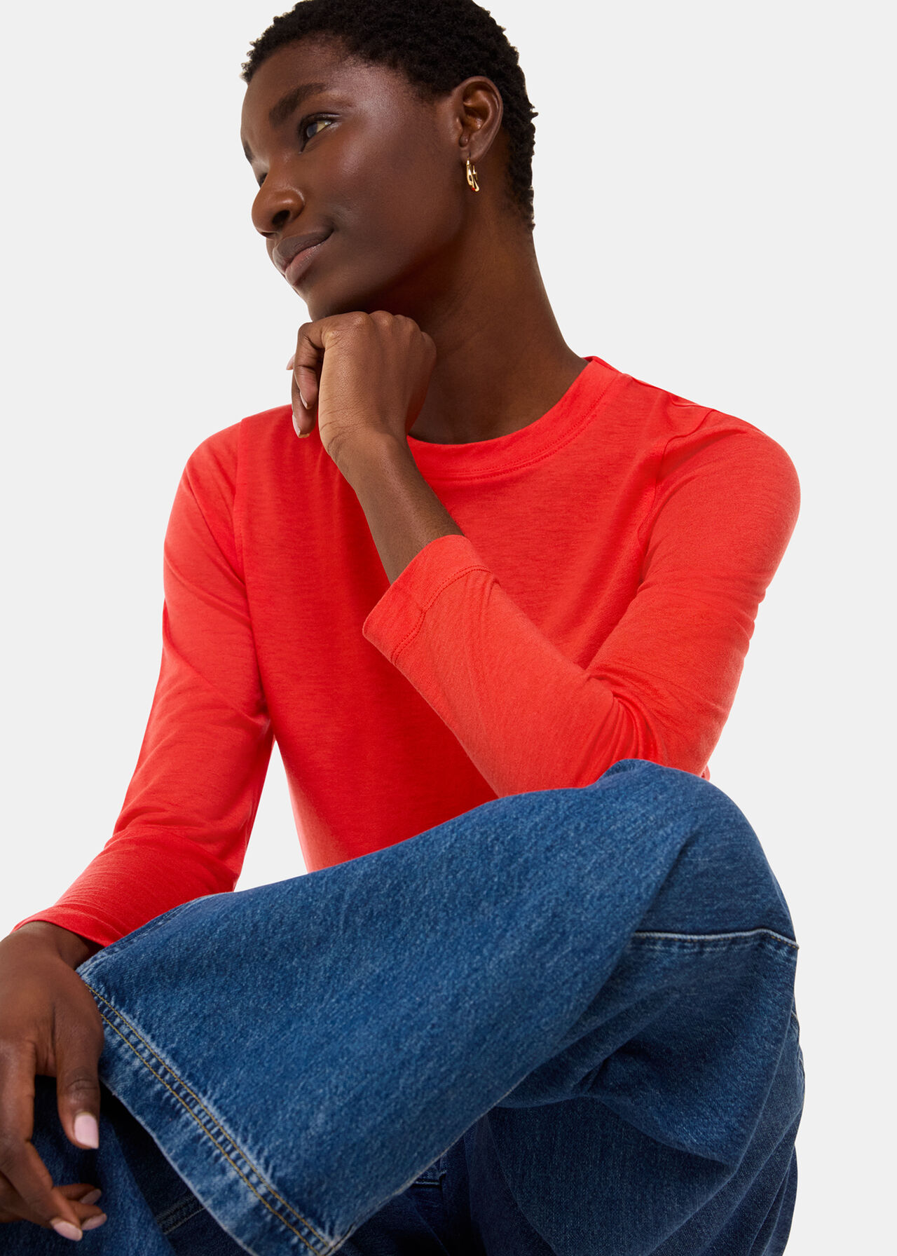 Wool Blend Crew Neck Top