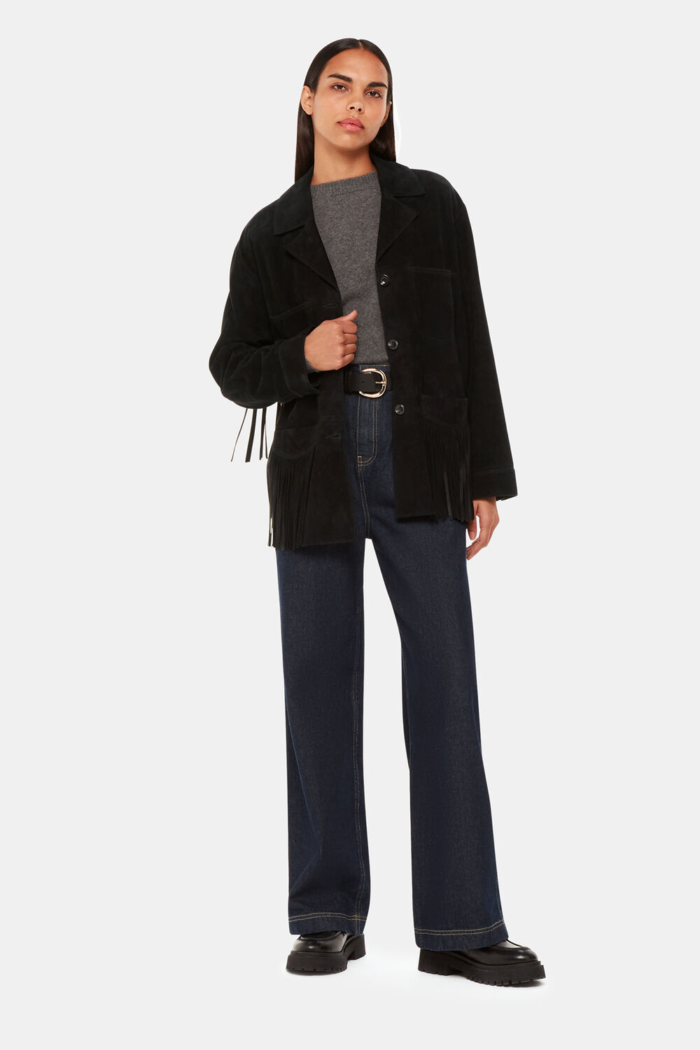 Black Lani Tassel Suede Jacket