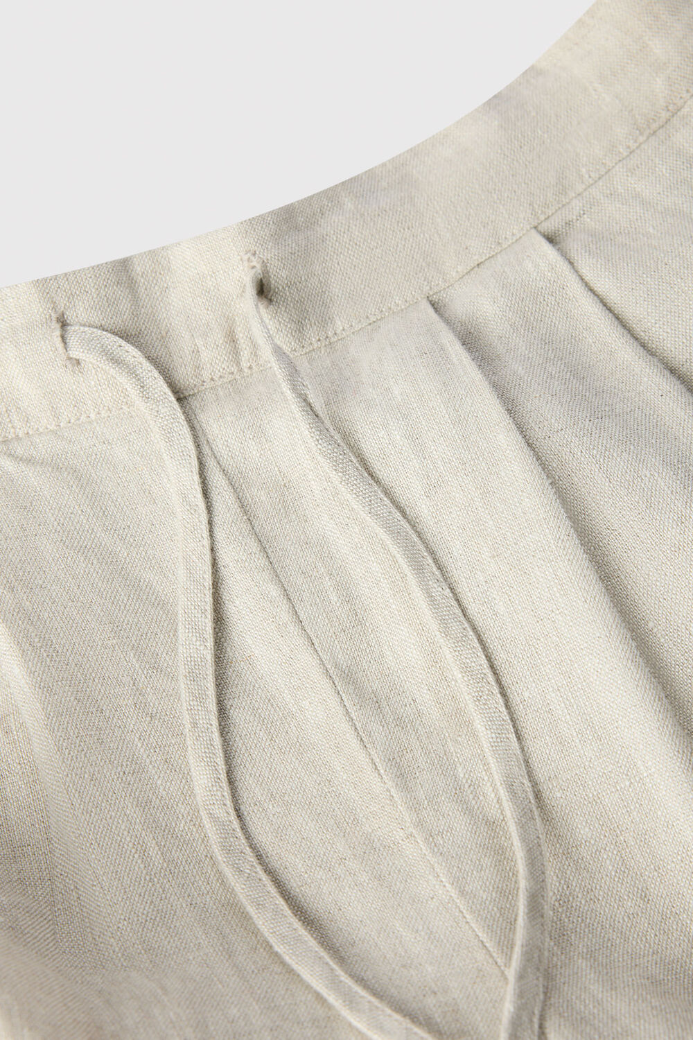 Oatmeal Wide Leg Linen Trouser