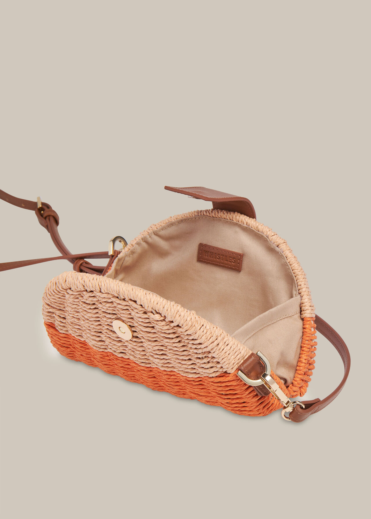 Leo Mini Crossbody Straw Bag Orange/Multi