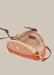 Leo Mini Crossbody Straw Bag Orange/Multi