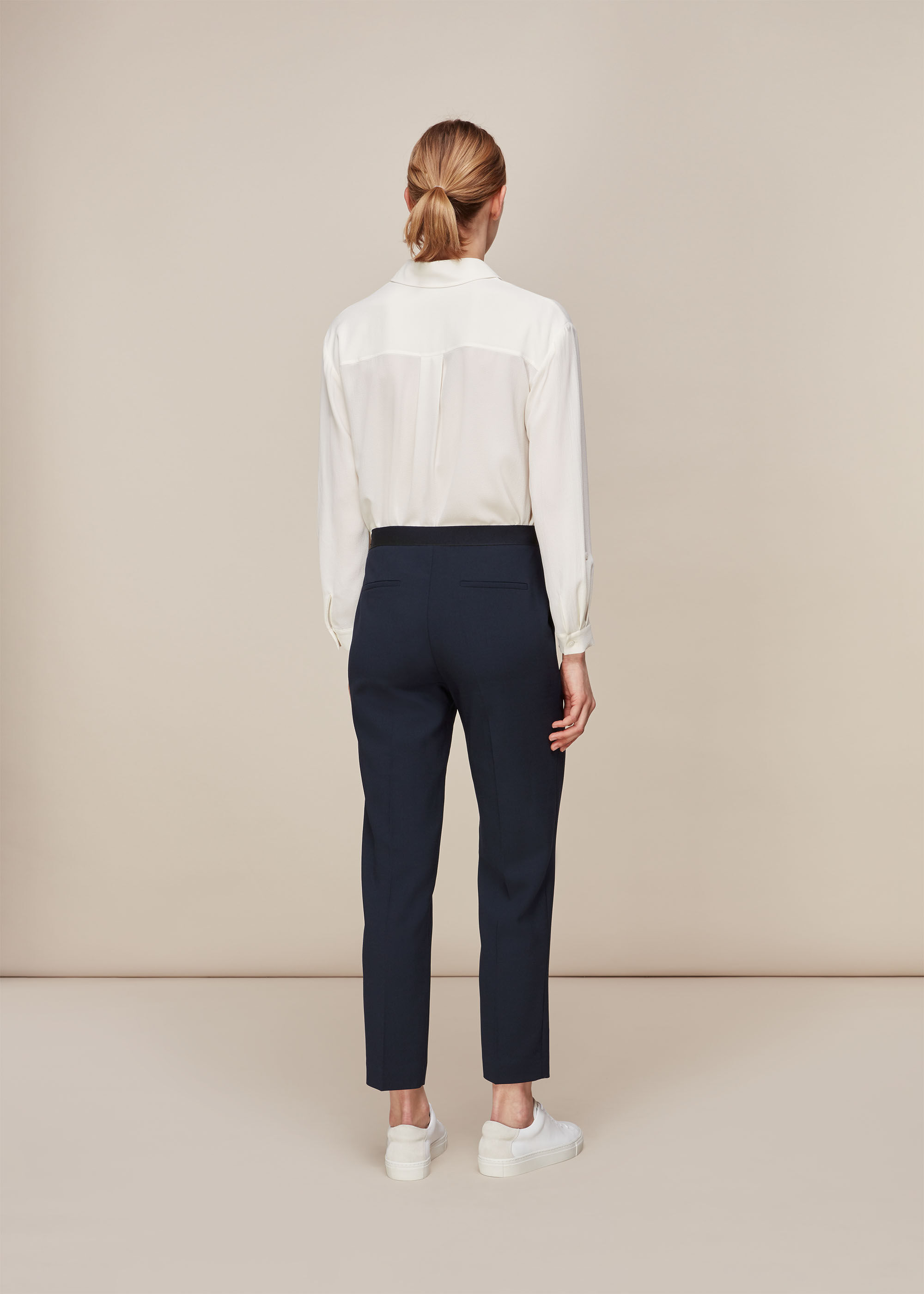 Navy Anna Elasticated Waist Trouser WHISTLES