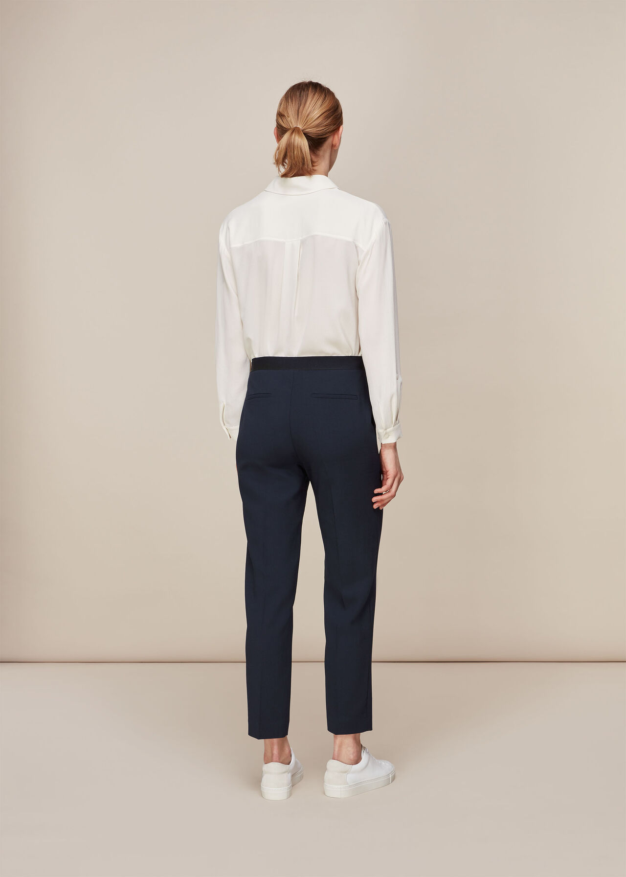 Navy Anna Elasticated Waist Trouser, WHISTLES