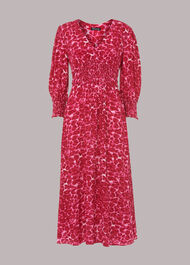 Clouded Leopard Shirred Dress