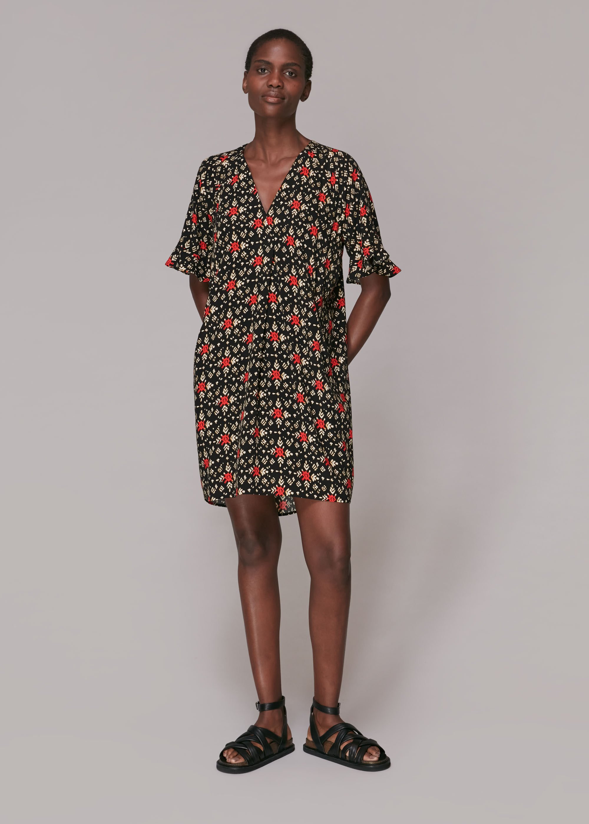 Black Block Print Alba Dress