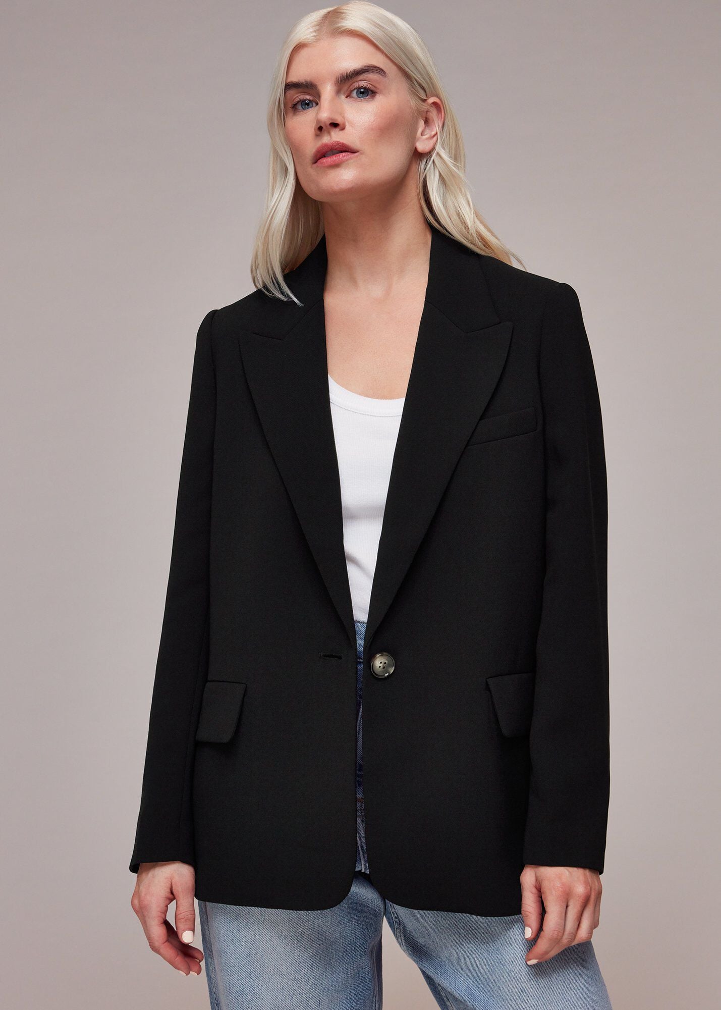 Black Crepe Boyfriend Blazer | WHISTLES | Whistles UK |