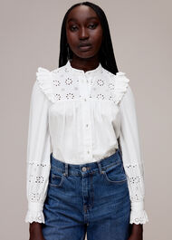Broderie Frill Sleeve Top