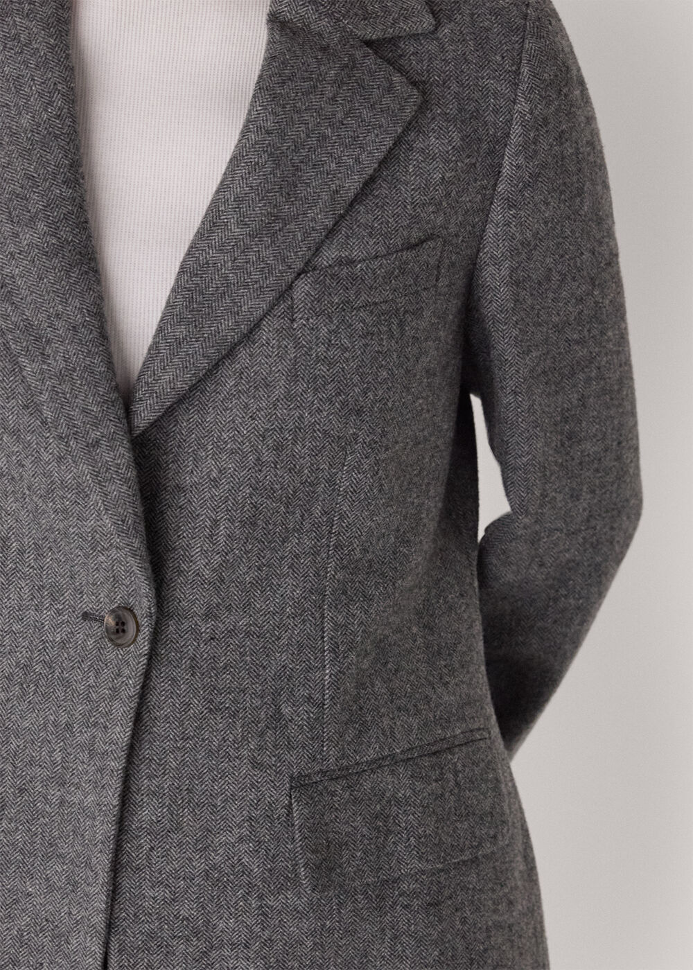 Petite Herringbone Wool Blend Blazer