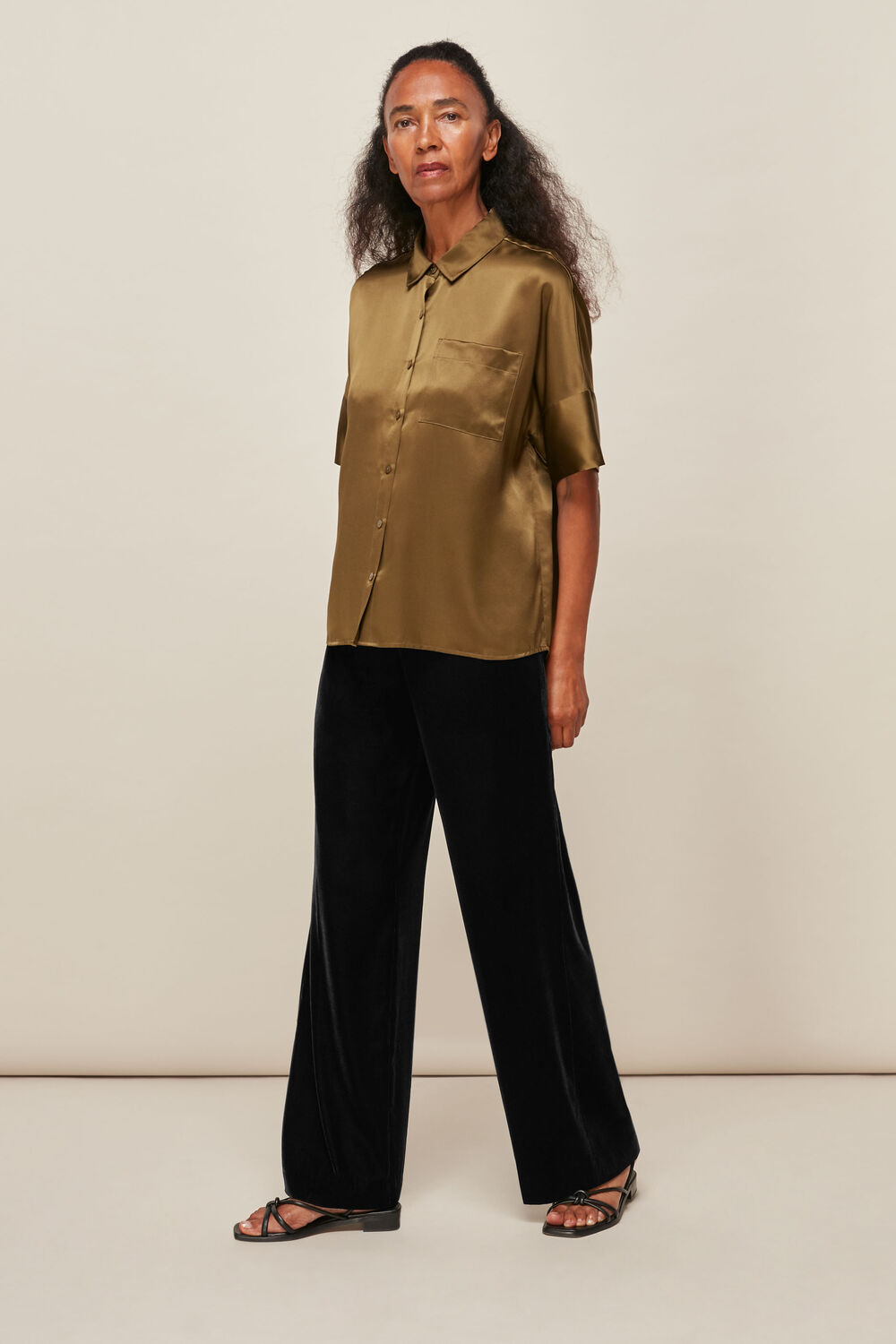 Side Button Velvet Trouser