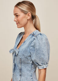 Acid Wash Tie Denim Dress