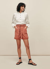 Tie Waist Cargo Pocket Short Coral/Multi