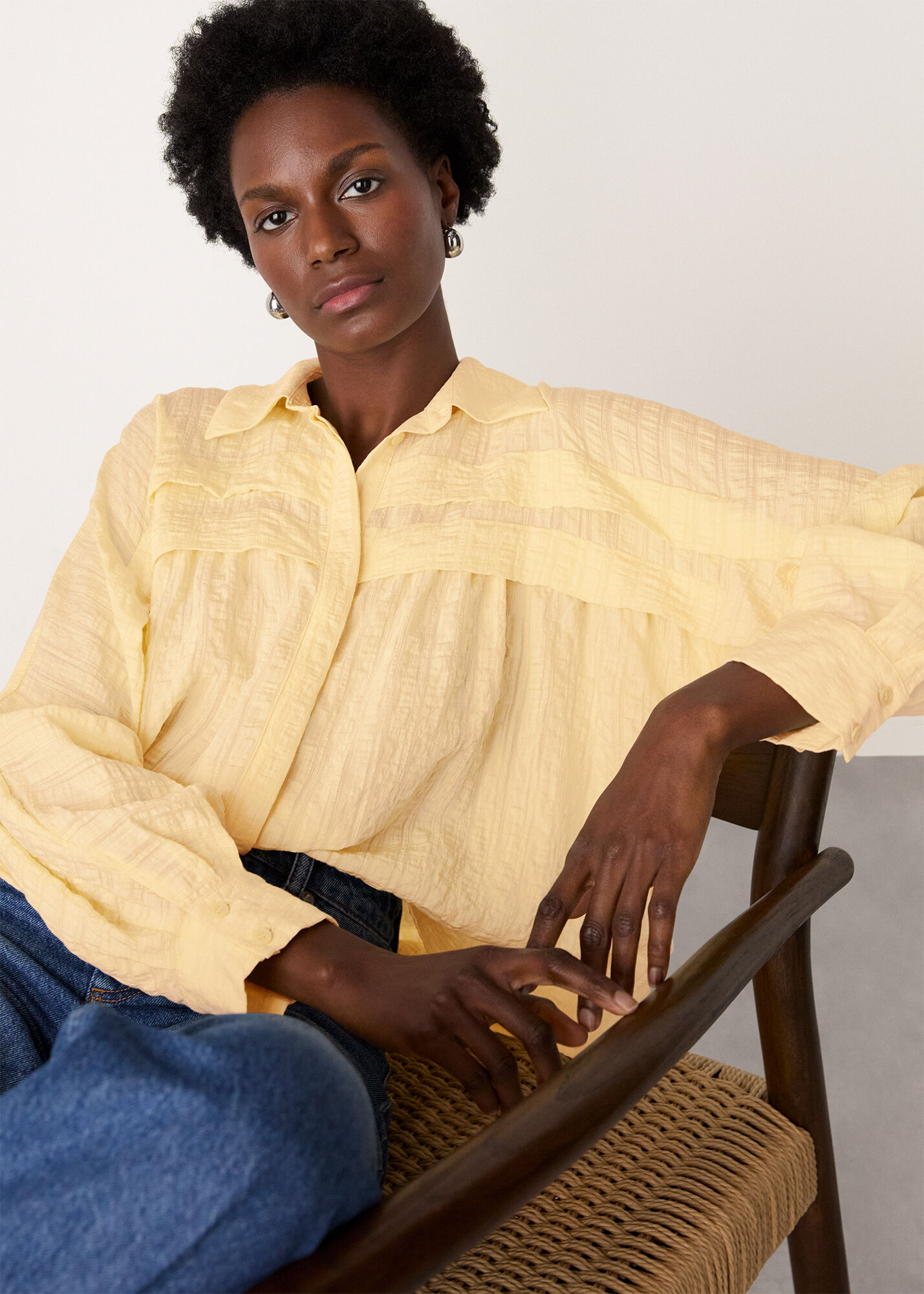 Butter Textured Frill Detail Blouse | WHISTLES | Whistles US |