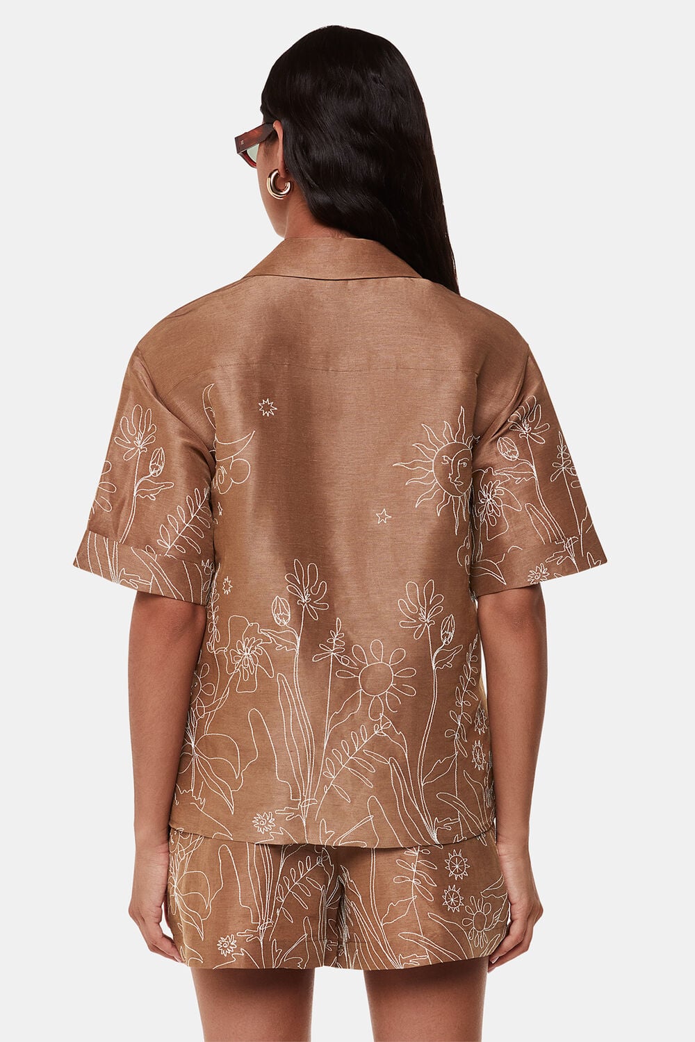 Brown Embroidered Scribble Shirt