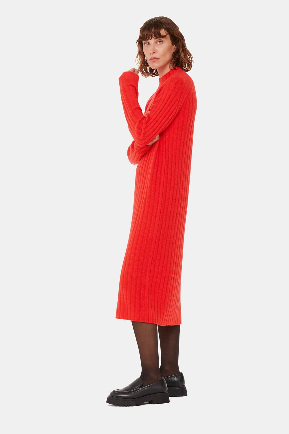 Ribbed Knitted Midi Dress
