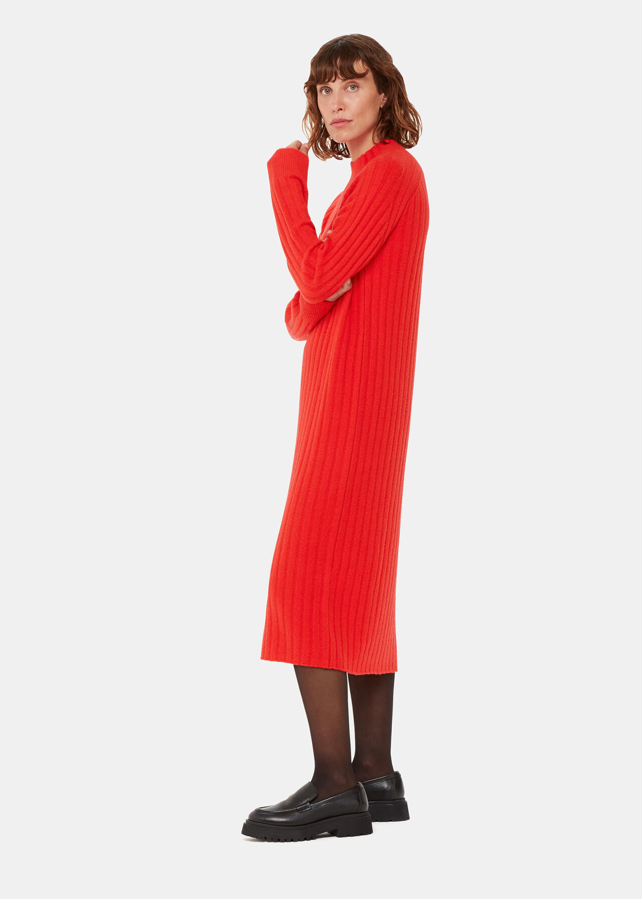 Ribbed Knitted Midi Dress