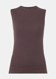 High Neck Rib Detail Tee