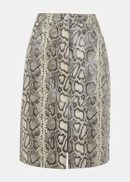 Snake Skin Leather Midi Skirt