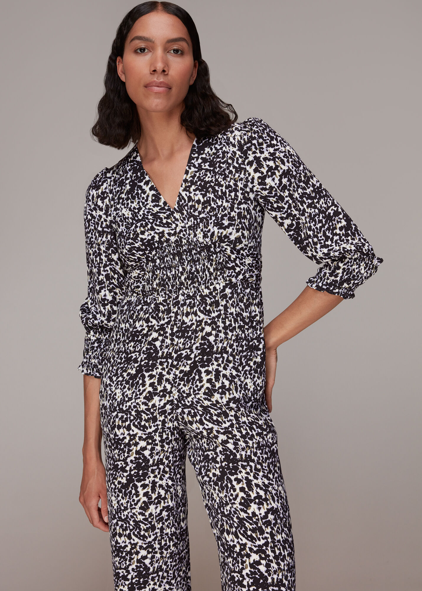 Cheetah print Strapless wide leg jumpsuit