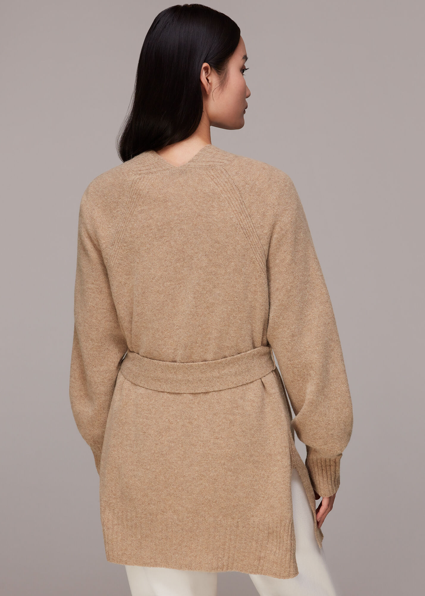 Oatmeal Knitted Wrap Cardigan WHISTLES