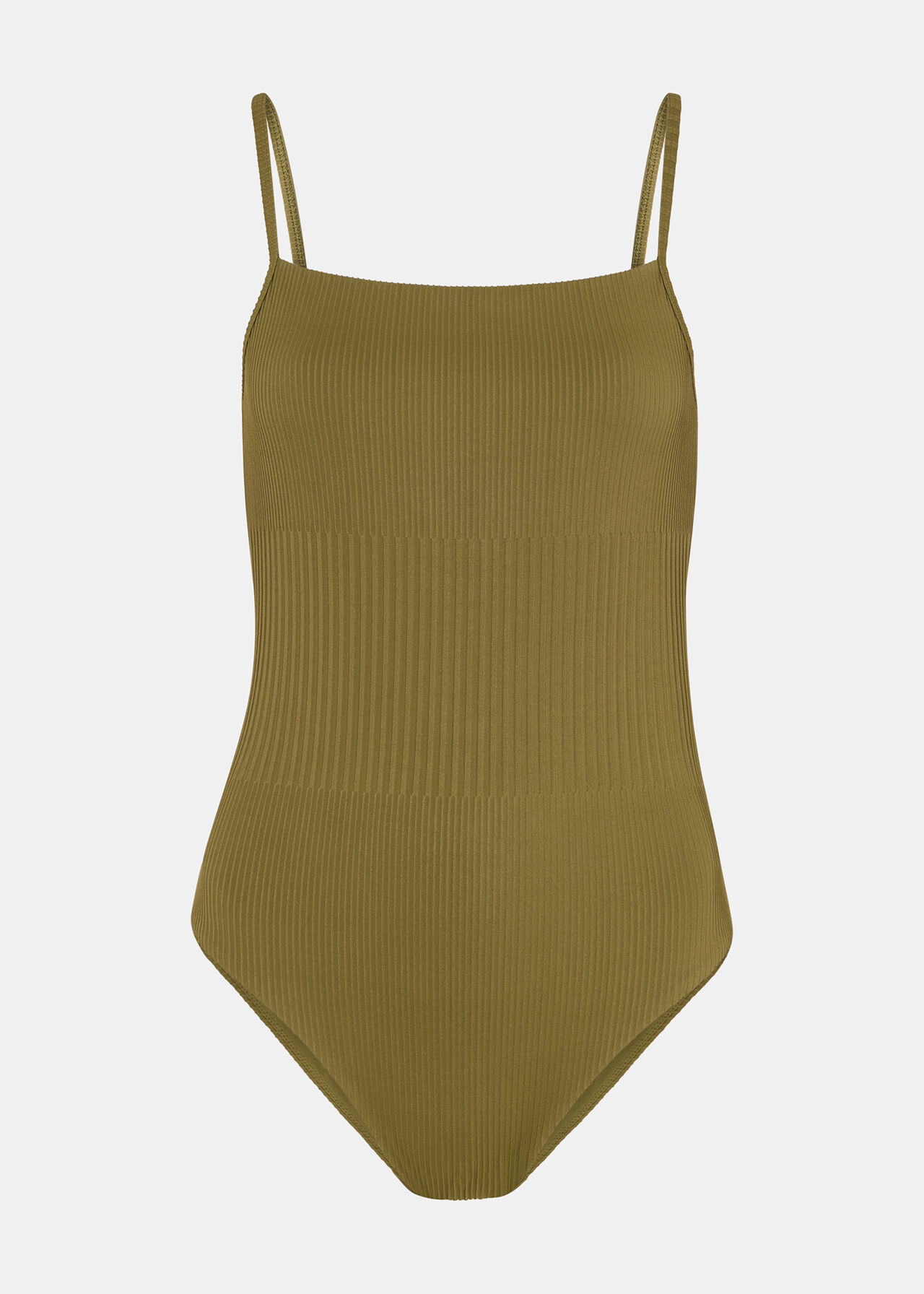 Mixed Rib Square Neck Swimsuit
