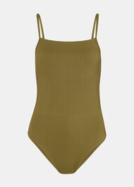Mixed Rib Square Neck Swimsuit