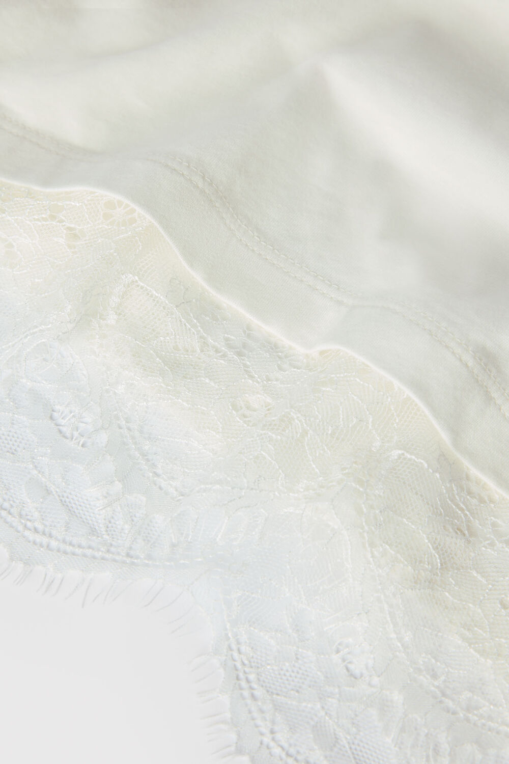 Ivory Lace Trim Detail Tee