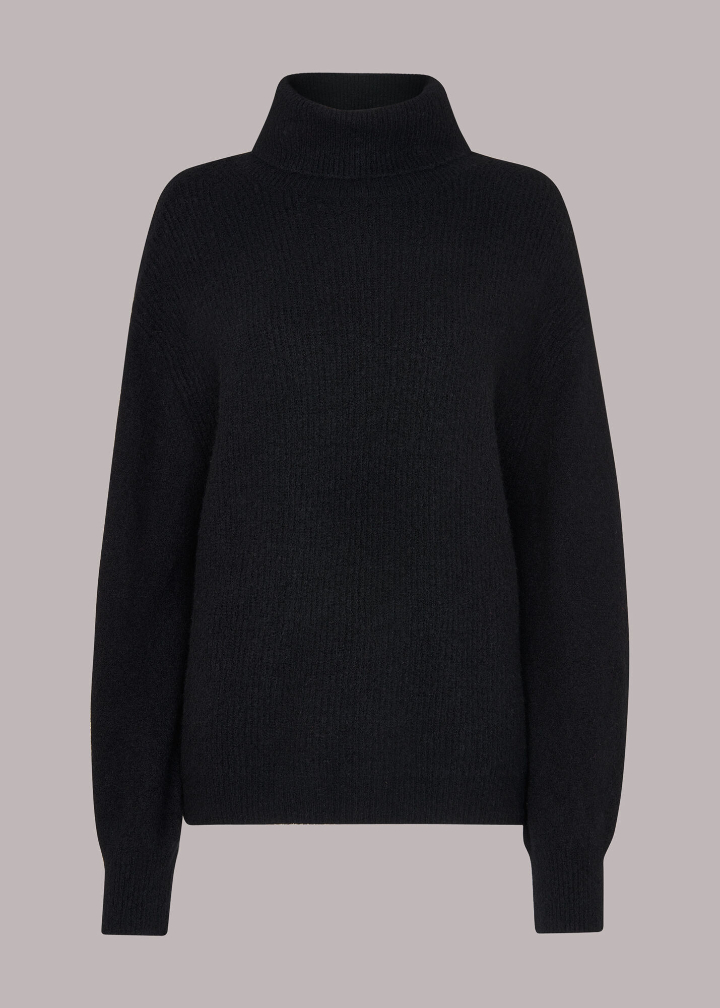 Black Ribbed Roll Neck Jumper WHISTLES