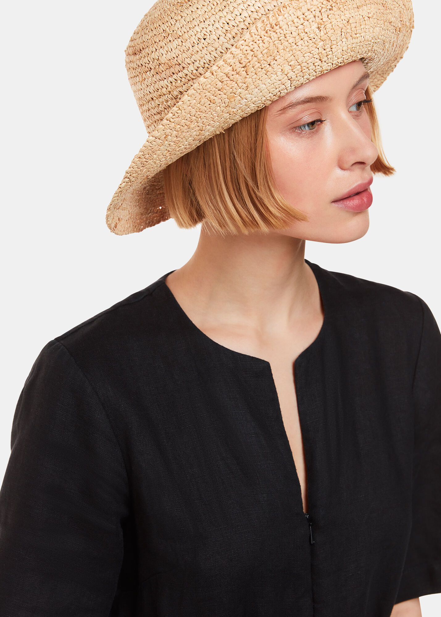 Neutral Straw Bucket Hat WHISTLES