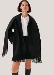 Double Face Wool Fringe Coat