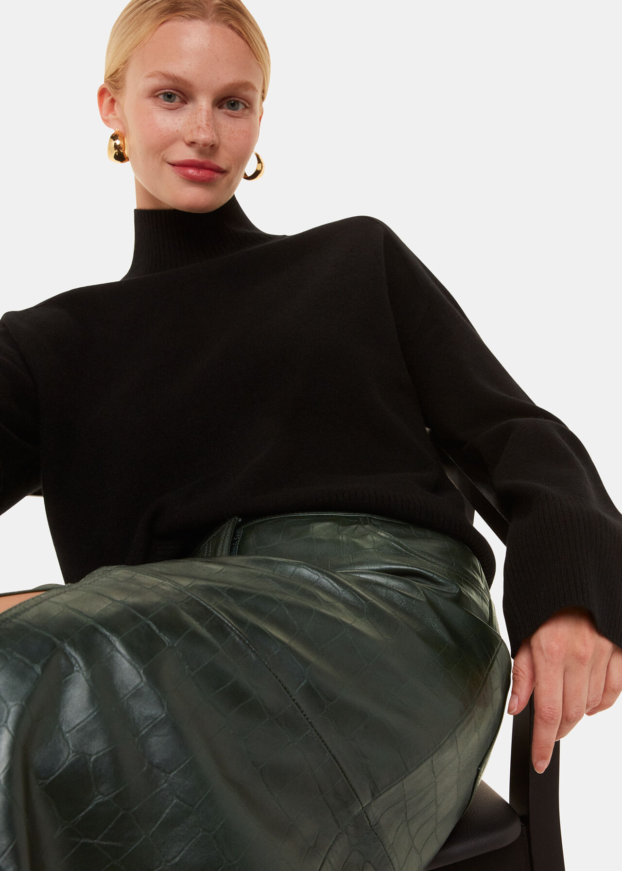 Delia Croc Leather Skirt