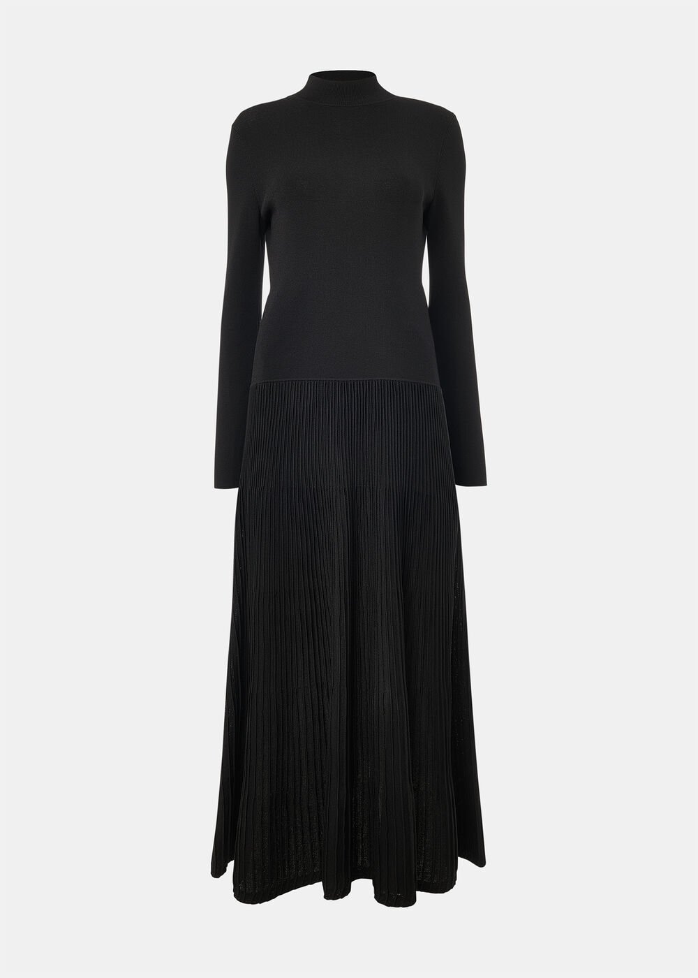 Funnel Neck Pleated Knit Dress