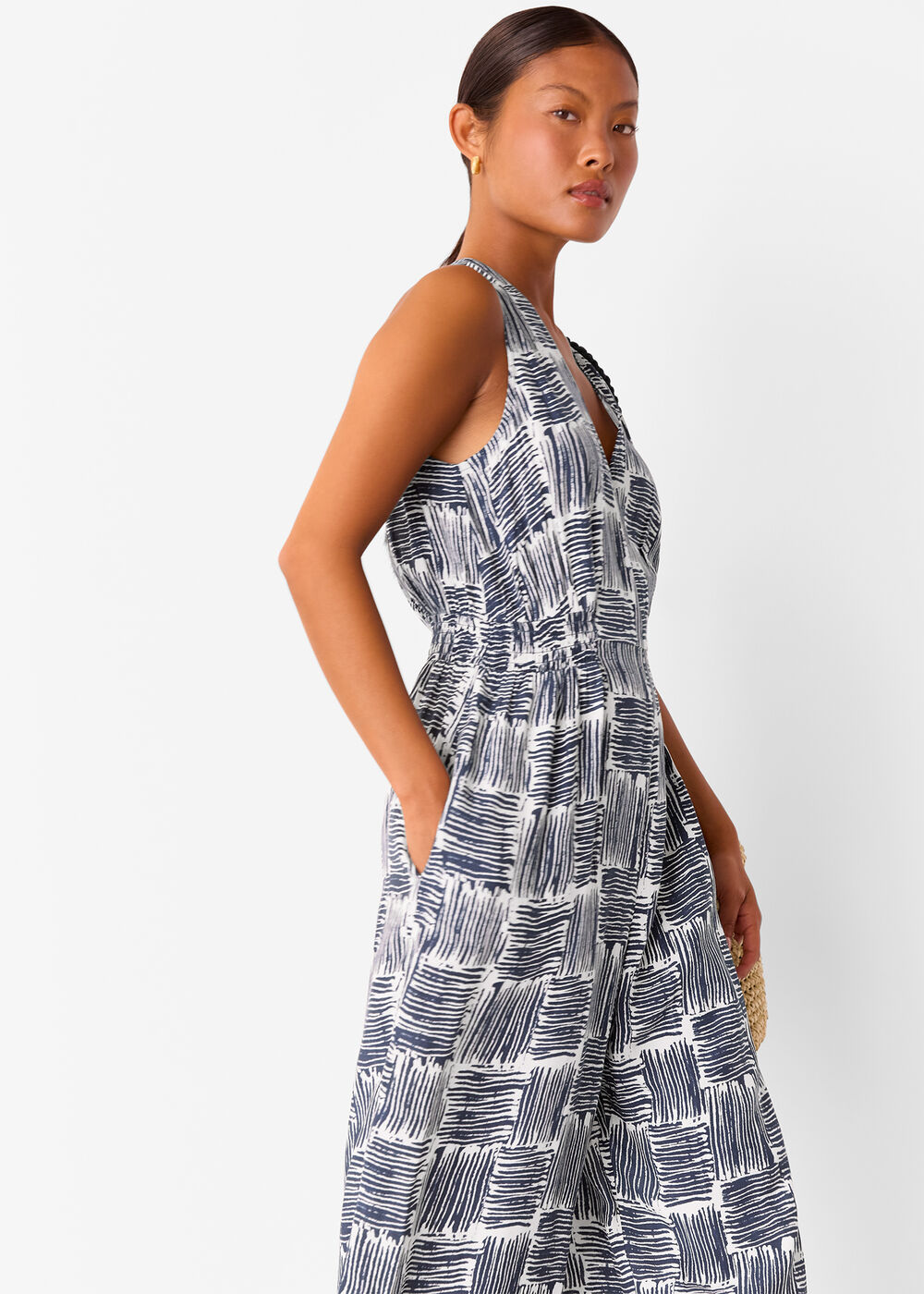 Petite Hatch Squares Jumpsuit