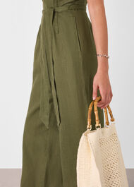Belted Seamed Linen Jumpsuit