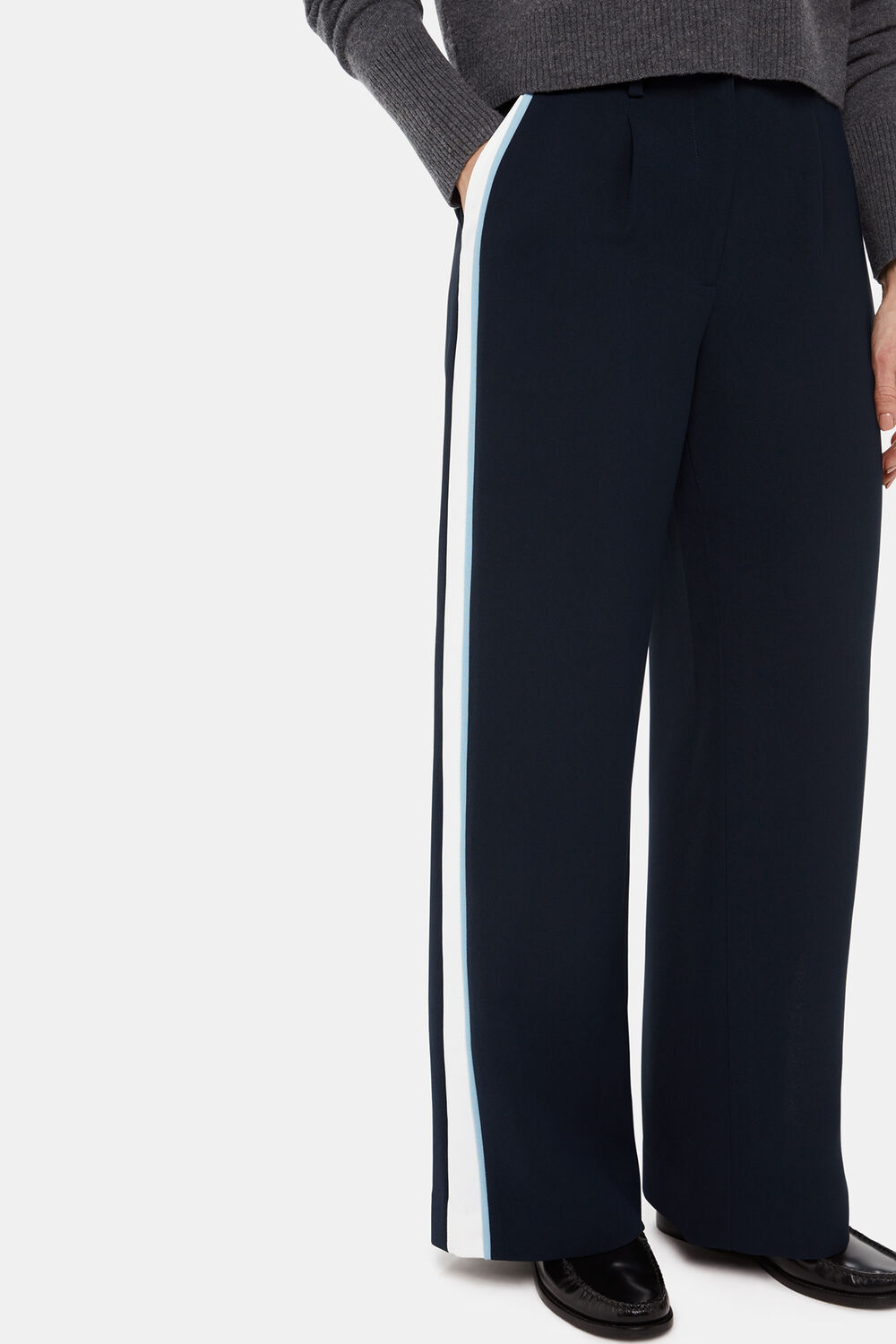 Petite Crepe Side Stripe Trouser