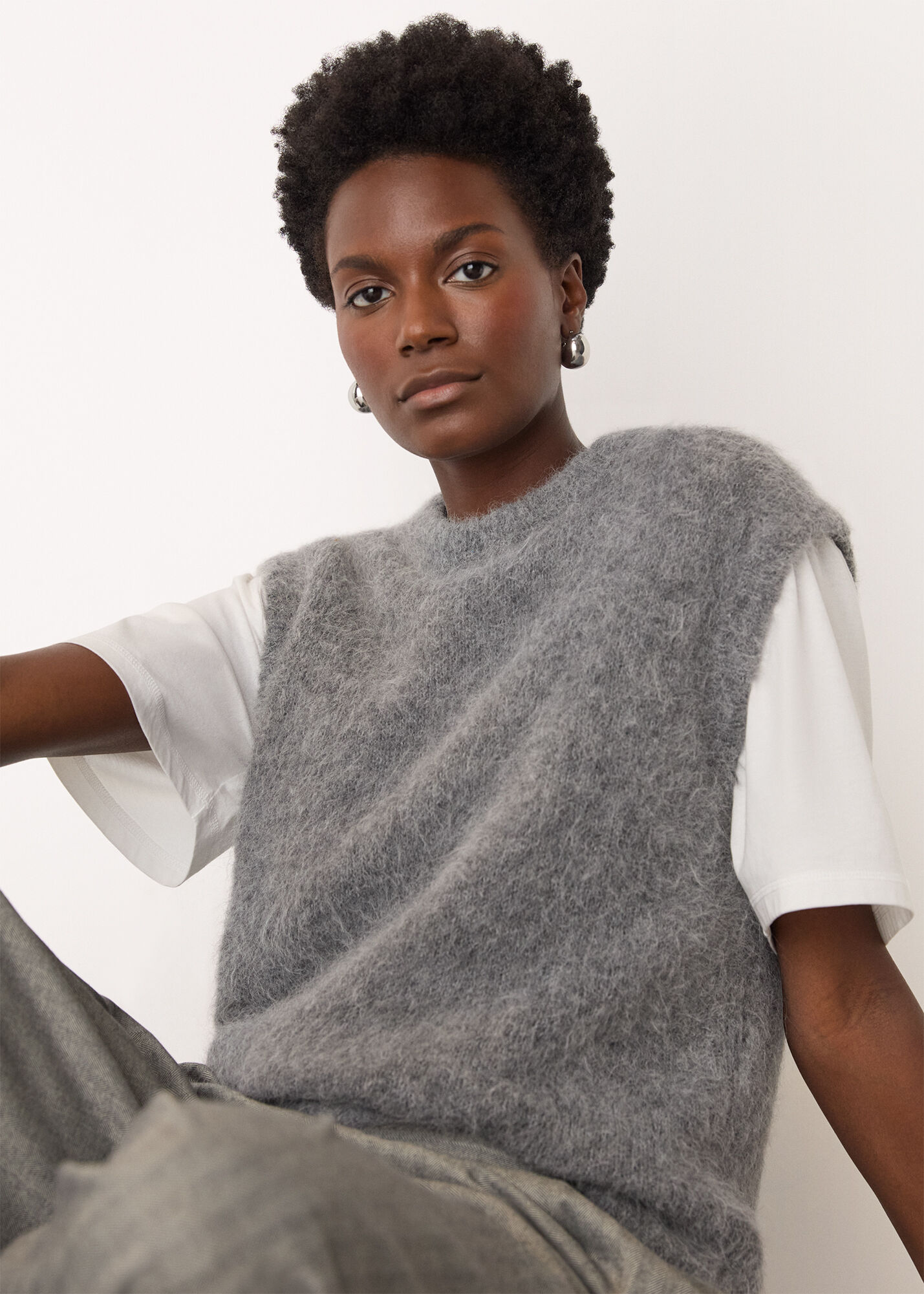 Grey Alpaca Blend Tank | WHISTLES | Whistles UK |