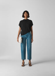 Cupro High Neck Top Black