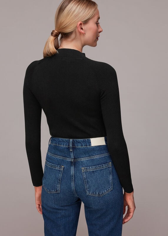 Black Asymmetric Cut Out Knit