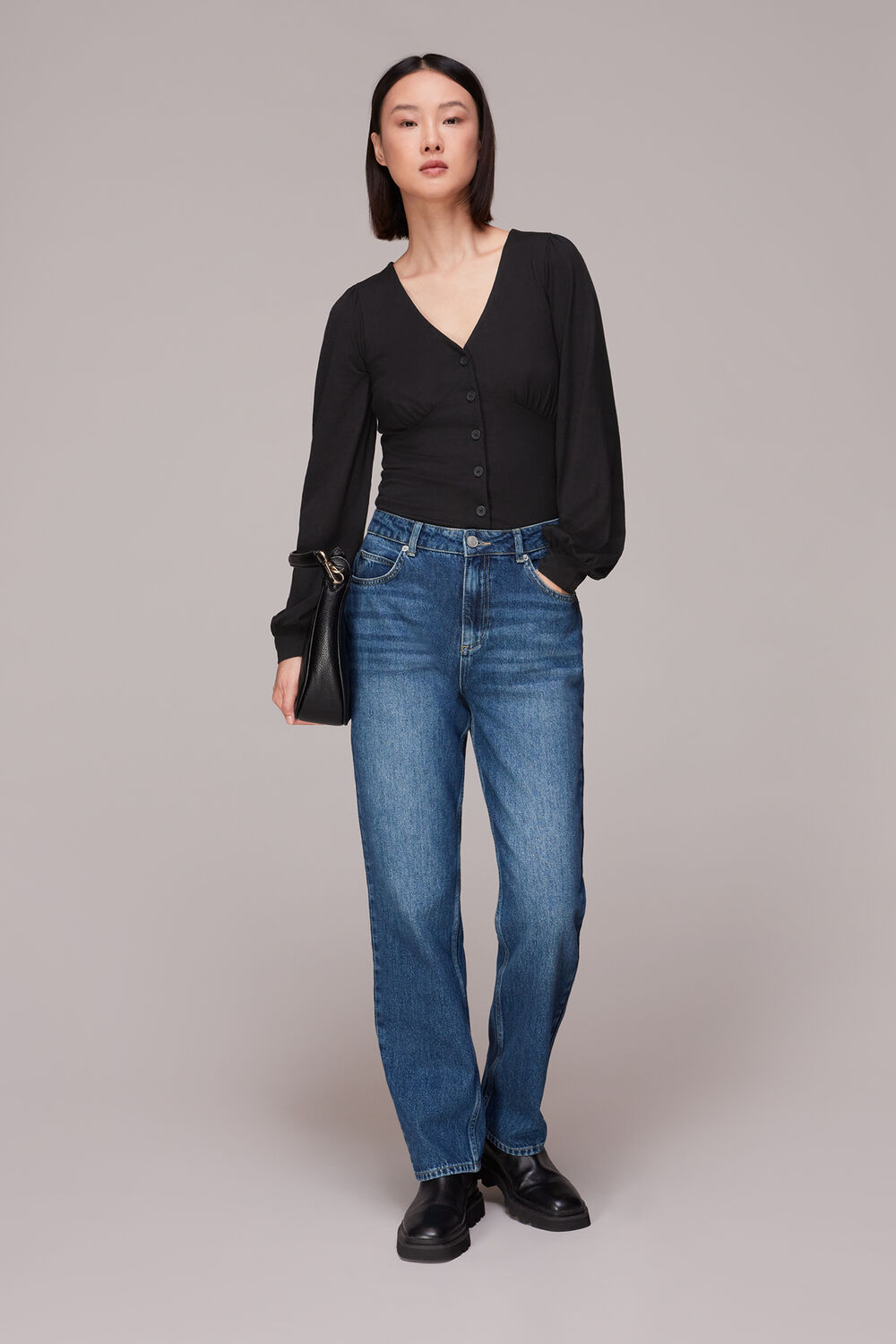 Amber V neck Button Top