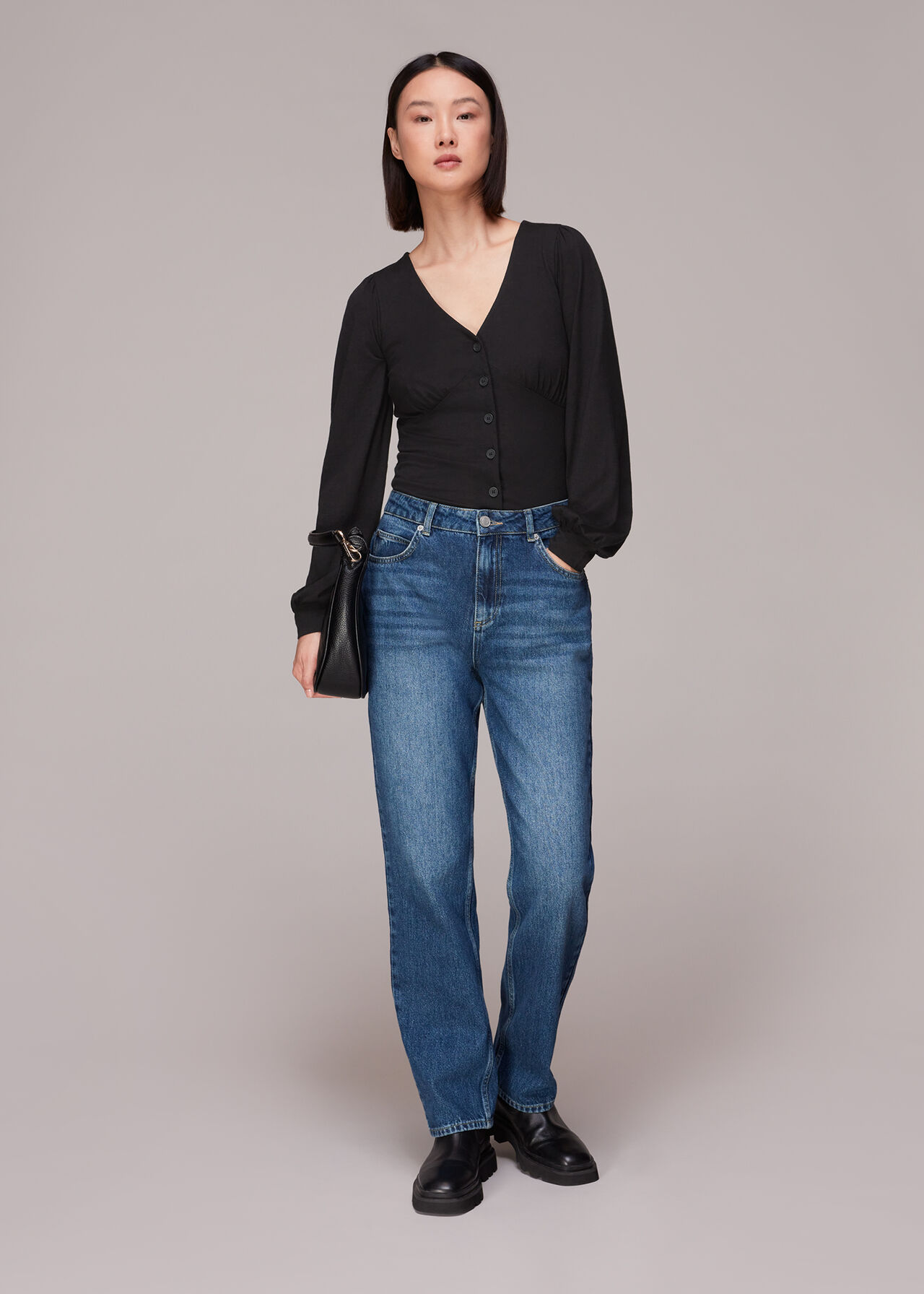 Amber V neck Button Top