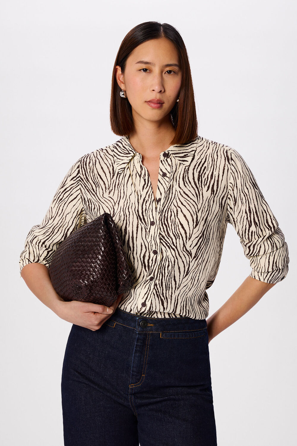 Brown Zebra Button Through Shirt